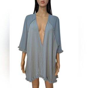 Umgee Linen Open Cardigan Half Sleeve with Tassels
